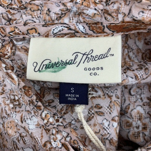 Universal Thread Midi Dress Size S Floral Ruffle Crew Neck Balloon Long Sleeve - Picture 6 of 8